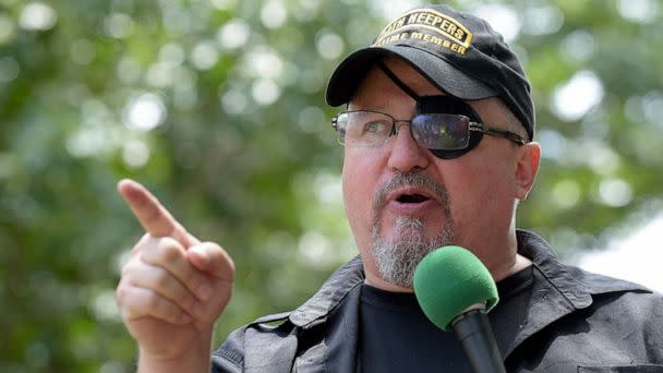 PHOTO: Stewart Rhodes, founder of the citizen militia group known as the Oath Keepers speaks during a rally outside the White House in Washington, June 25, 2017. (Susan Walsh/AP, FILE)