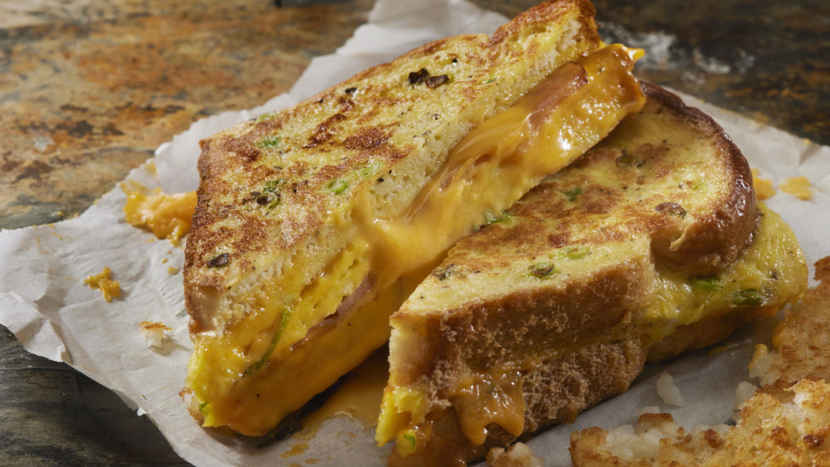 Breakfast Grilled Cheese with Soft Scrambled Eggs Recipe