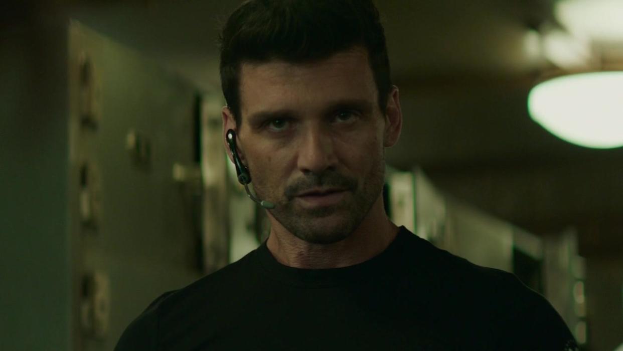  Frank Grillo's Brock Rumlow looking at Bucky in Captain America: The Winter Soldier. 