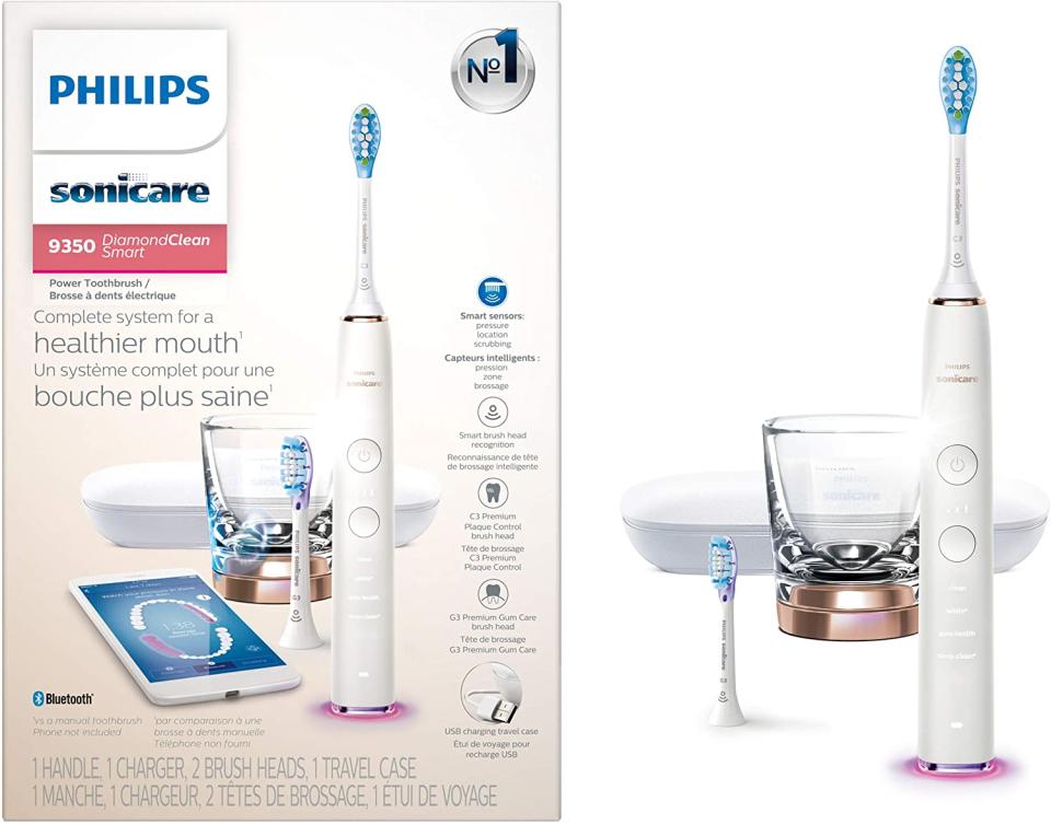 Philips Sonicare DiamondClean Smart 9350 Rechargeable Electric Toothbrush. Image via Amazon.