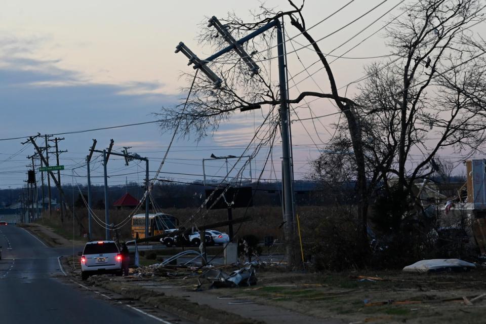 Six people are dead after tornadoes ripped through Tennessee on Saturday (Associated Press)