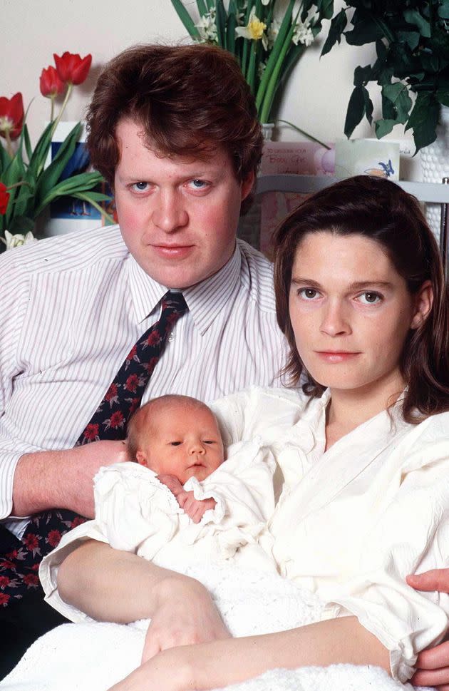 Viscount Althorp and his wife, Victoria, with their baby daughter, Kitty Eleanor Spencer, who was born on Dec. 28, 1990, at St. Mary's Hospital in London. (Photo: Tim Graham via Getty Images)