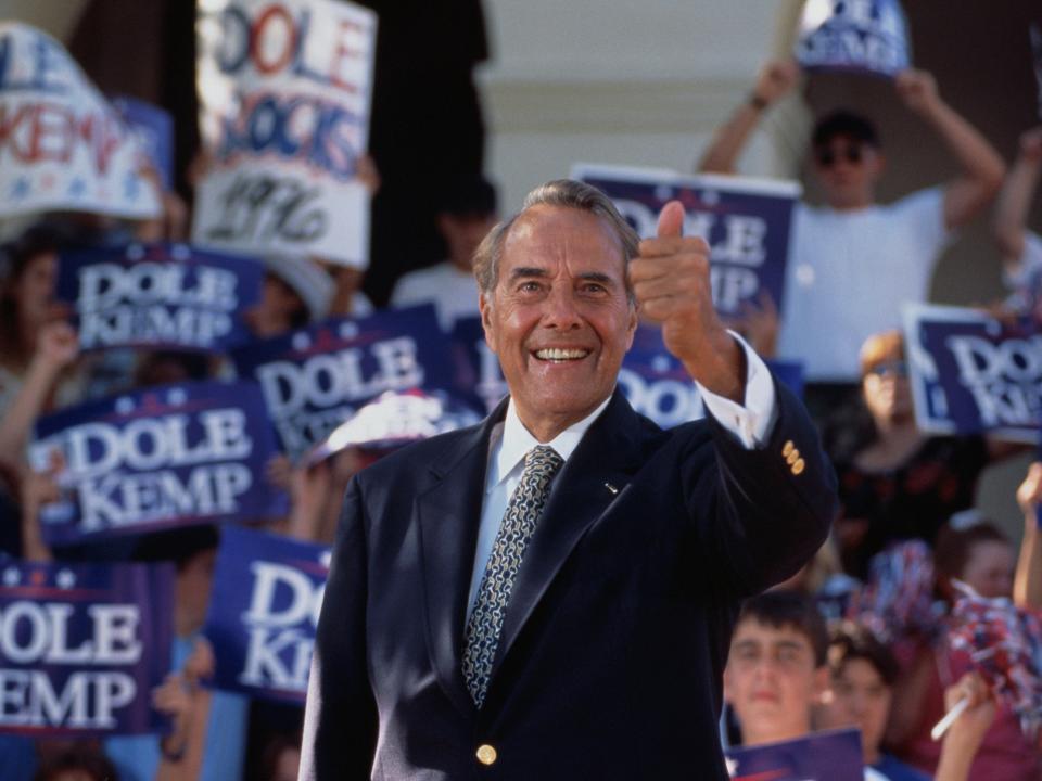 Bob Dole during a presidential rally in 1996.