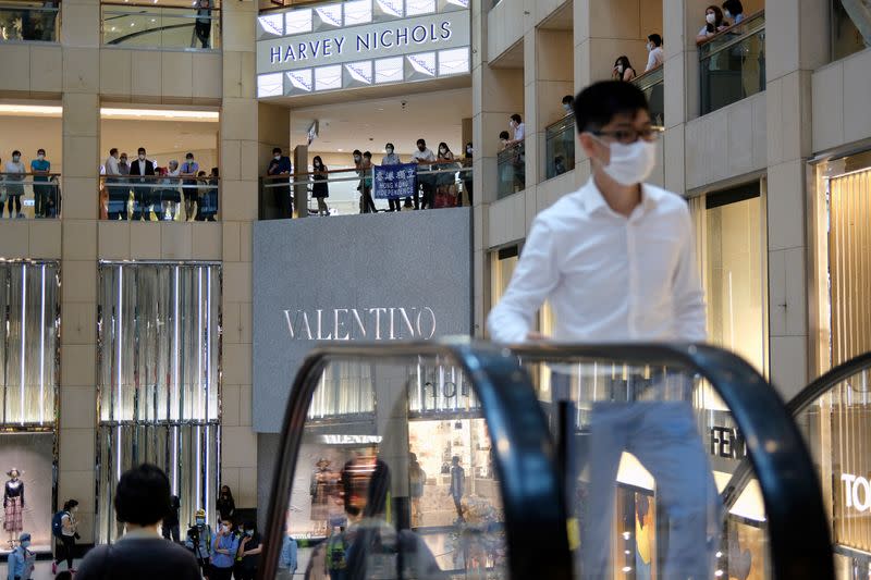 Pro-democracy demonstrators attend a protest against Beijing's plans to impose national security legislation in Hong Kong