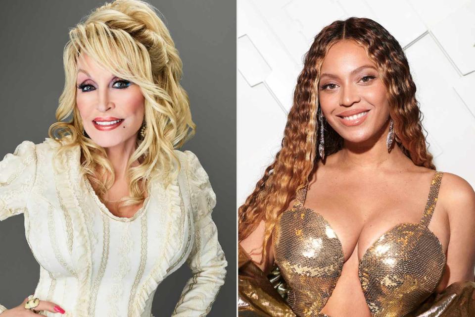 <p>Miller Mobley/NBC via Getty; Mason Poole/Parkwood Media/Getty Images for Atlantis The Royal</p> Dolly Parton, Beyoncé