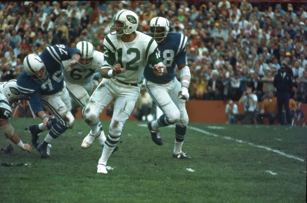 New York Jets quarterback (and Alabama alum) Joe Namath won MVP in Super Bowl III but didn't score.