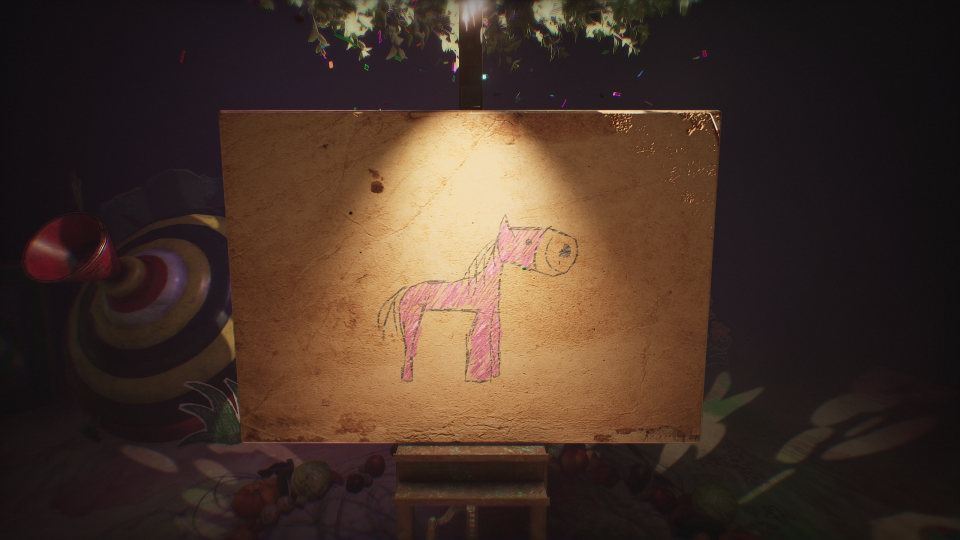 drawing of a pink horse