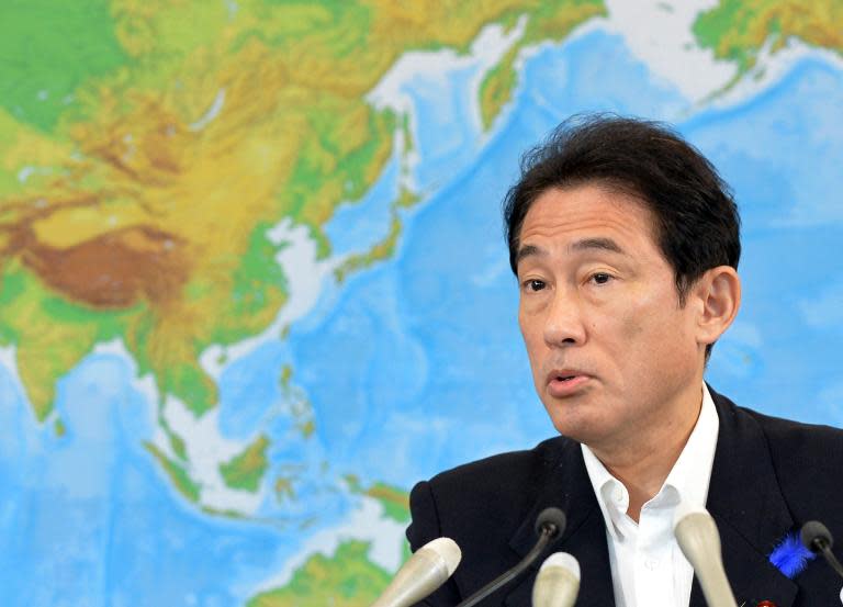 Japanese Foreign Minister Fumio Kishida speaks during a press conference in Tokyo, on July 4, 2014