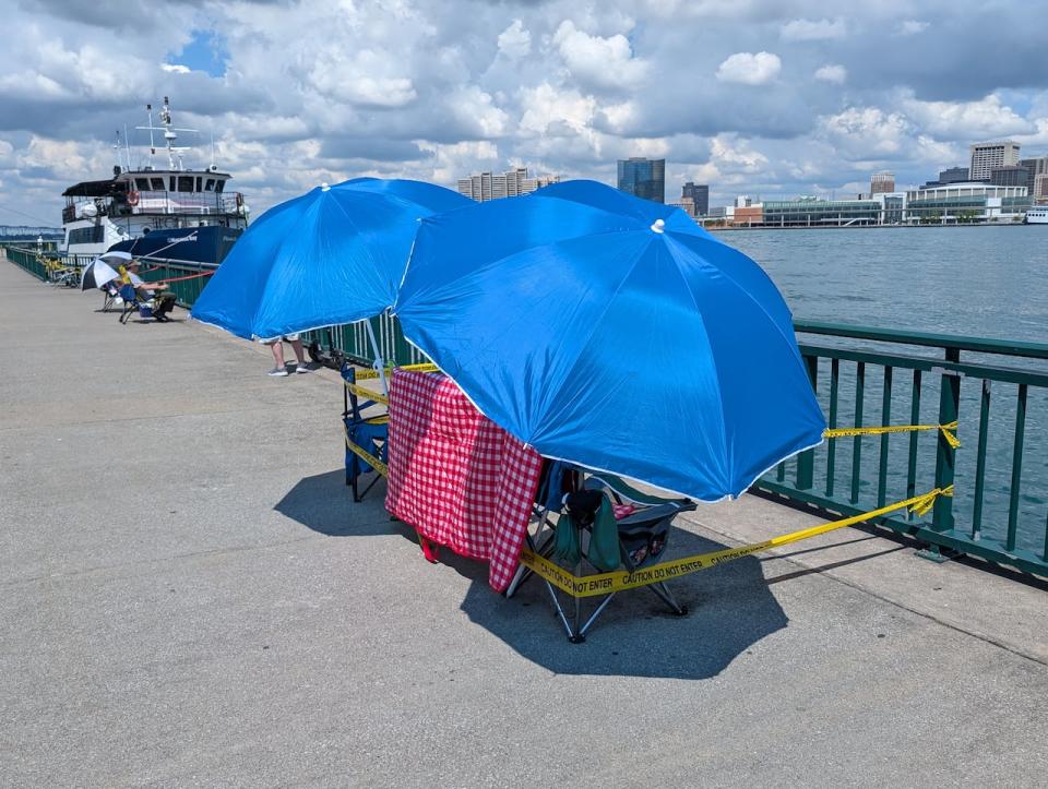 As of late Monday morning, a handful of people had staked out their spots along Windsor's riverfront.