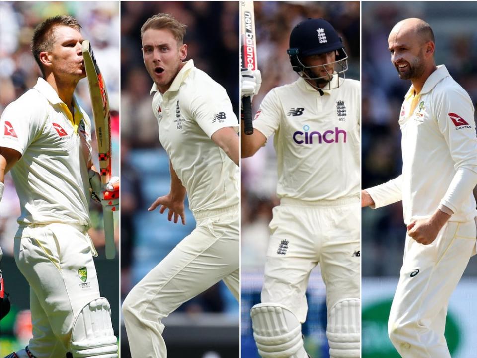 David Warner, left, and Stuart Broad will renew hostilities, as will Joe Root and Nathan Lyon, right (PA)