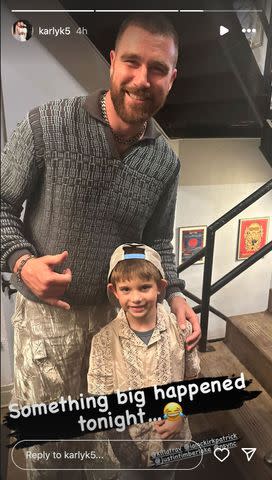 <p>Karly Kirkpatrick/Instagram</p> Chris Kirkpatrick's son Nash meets Travis Kelce