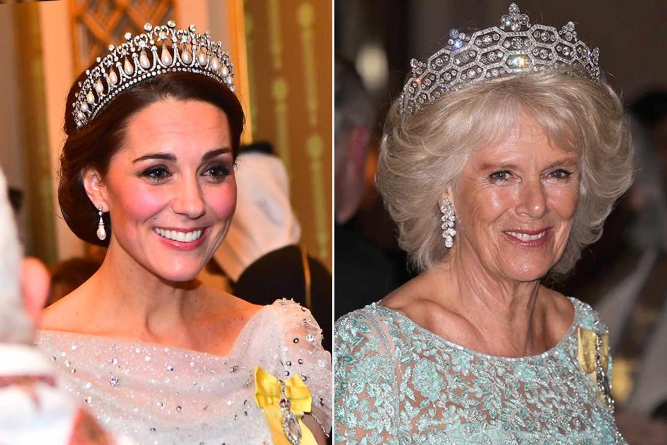 Victoria Jones - WPA Pool/Getty, Chris Jackson/Getty Kate Middleton and Camilla wear tiaras