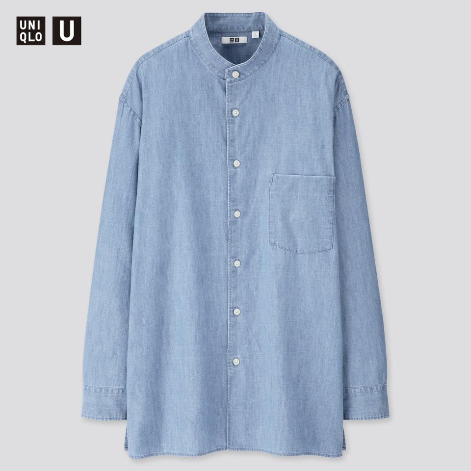 Uniqlo U Denim Stand Collar Long Sleeve Shirt 