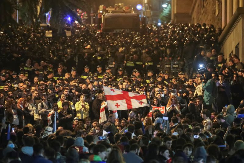 People protest against the "foreign agents" bill in Tbilisi