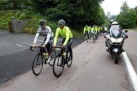 Cycling - Tour de France cycling race - Training ahead of the weekend's start - Coutances, France - 1/07/2016 - Tinkoff team rider Alberto Contador of Spain (R) and Peter Sagan of Slovakia (L) during a training session - REUTERS/Juan Medina