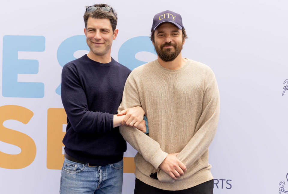 <p>Also at P.S. ARTS' Express Yourself 2022 event in L.A.: <em>New Girl</em> costars Max Greenfield and Jake Johnson reunite on the red carpet.</p>