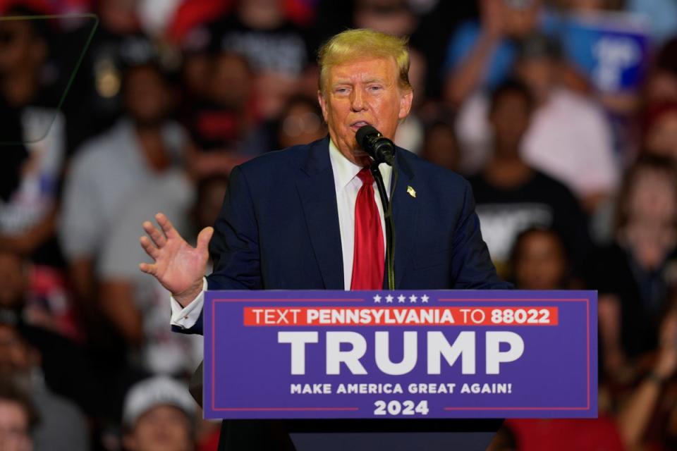 Donald Trump addresses a rally crowd in Philadelphia, Pennsylvania, on June 22 (Chris Szagola/AP)