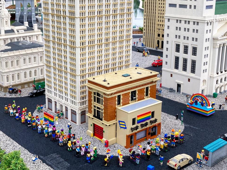 Ross created a Pride Parade at Miniland, featuring a rainbow flag that reads, "Everyone is awesome."