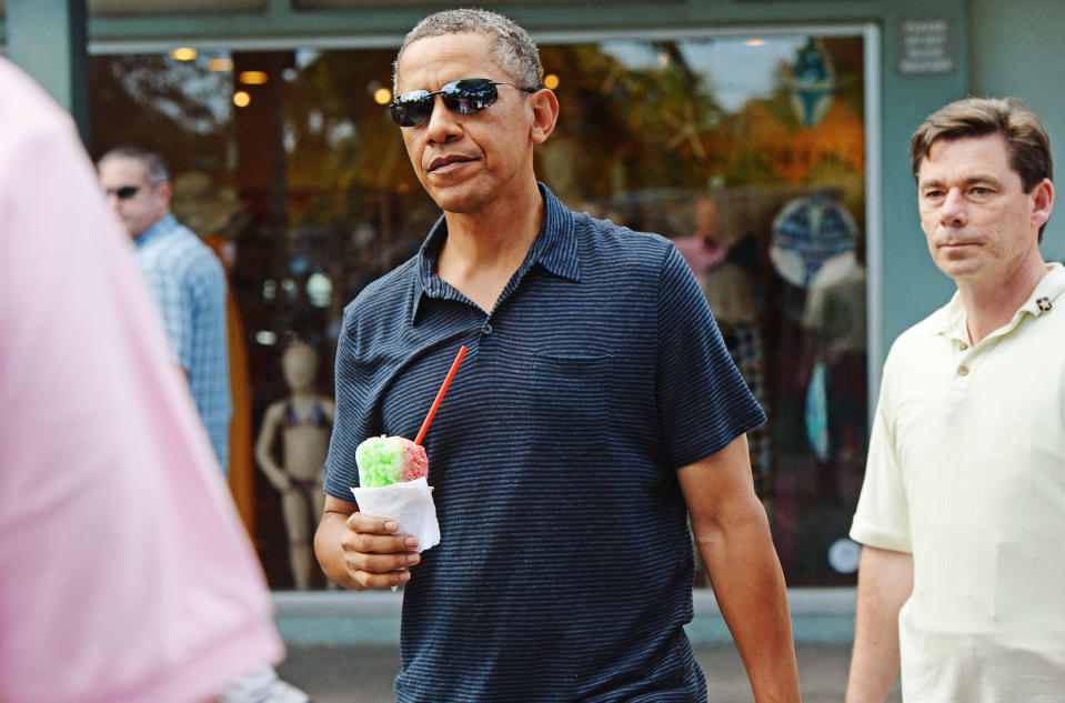 <p>Casual polo. Sweet shades. A snow cone. Here's hoping Summer Obama comes back out this year. </p>