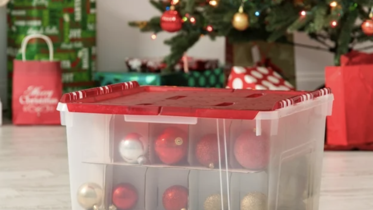  ZOBER Plastic Christmas Ornament Storage Box Large