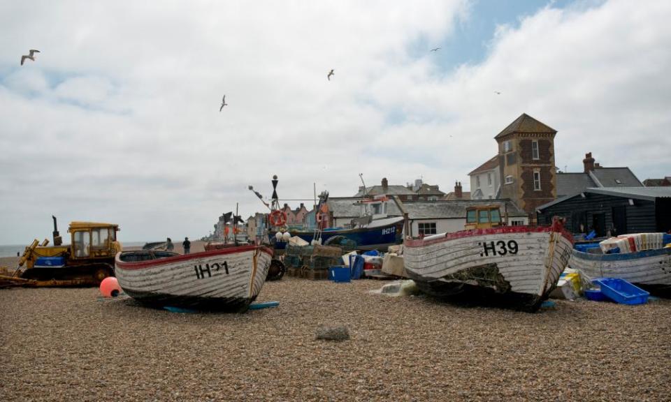 Aldeburgh’s lifeboat has to be towed across pebbles to be launched.