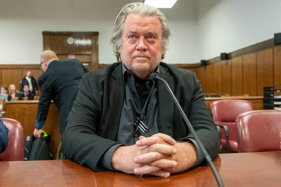 Prosecutors have filed a motion with the DC District Court asking a judge to reverse a stay on Steve Bannon’s prison sentence (AP)
