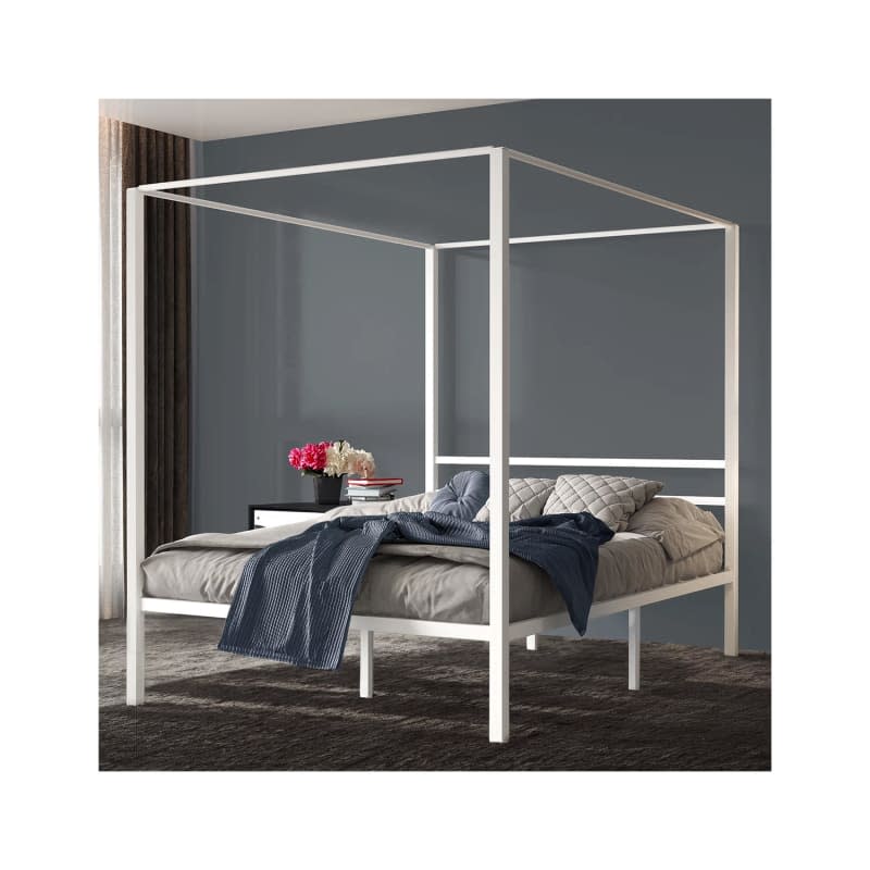 Dextrus Canopy Bed Frame with Four Metal Posters