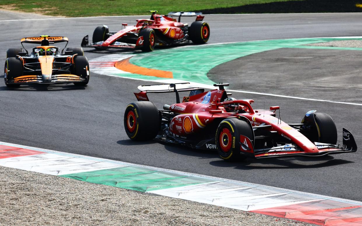 Charles Leclerc leads Lando Norris