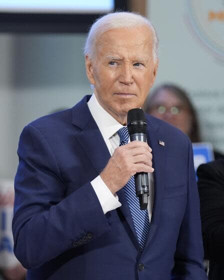 President Joe Biden speaks at AFL-CIO headquarters, Wednesday, July 10, 2024, in Washington. (AP Photo/Evan Vucci)