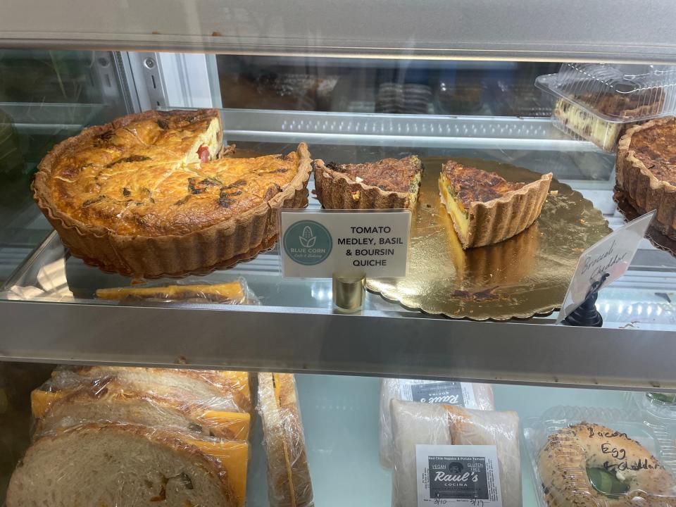 Quiche in the refrigerator at Blue Corn Cafe and Bakery in Glendale, Arizona on March 15, 2023.