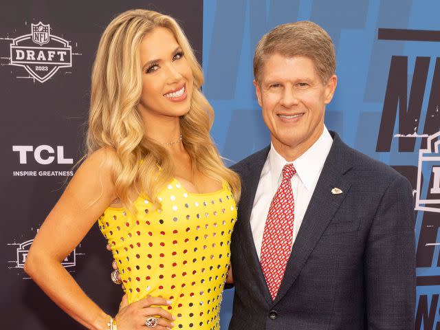 <p>Barry Brecheisen/Getty </p> Gracie Hunt and Clark Hunt during the NFL Draft Red Carpet at the National WWI Museum and Memorial on April 27, 2023 in Kansas City, Missouri.