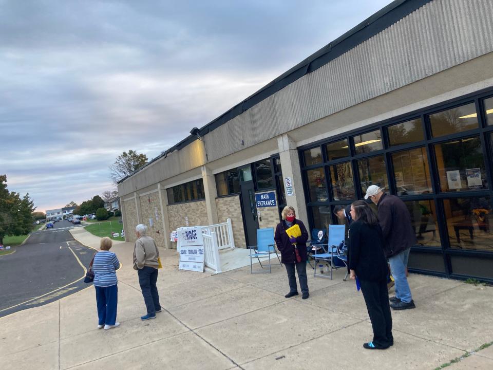 Voters hit the polls at Valley Elementary School in Bensalem on Tuesday morning. The polls opens at 7 a.m. and will remain open till 8 p.m.