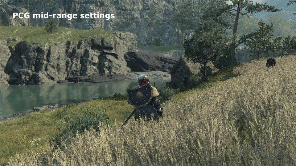 Screenshots from Dragon's Dogma 2 highlighting the visual changes that the game's graphics settings have