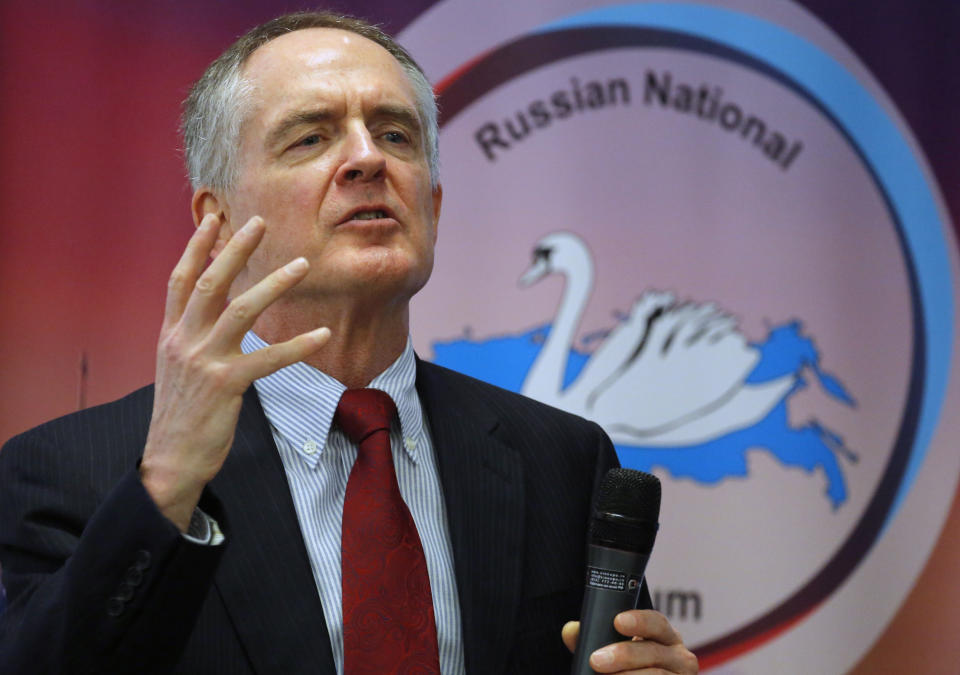 U.S. writer and white supremacist Jared Taylor, author of the book "White Identity" speaks during the International Russian Conservative Forum in St. Petersburg, Russia in 2015. (Photo: ASSOCIATED PRESS)