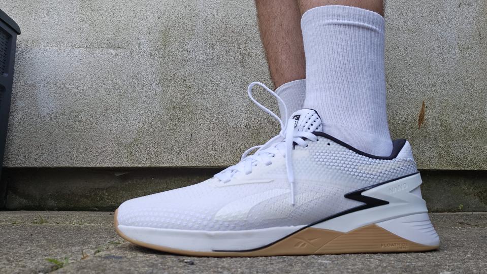 Reebok nano X3 being worn in white