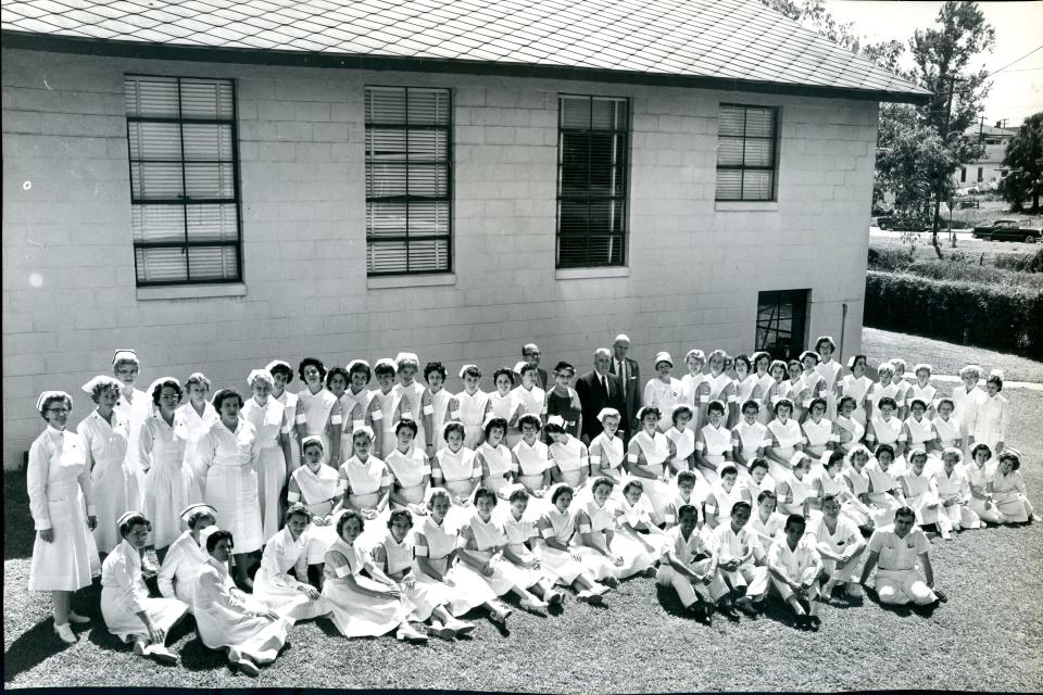 Students in the St. Luke's Hospital School of Nursing are shown in 1961 after the hospital moved to Springfield. Established in 1885, it was the first modern nursing school in Florida, and was in operation for 80 years.