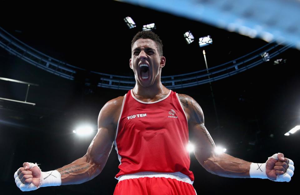 <p>Tony Victor James Yoka of France celebrates victory over Joe Joyce of Great Britain in the Men’s Super Heavy (+91kg) Final Bout on Day 16 of the Rio 2016 Olympic Games at Riocentro – Pavilion 6 on August 21, 2016 in Rio de Janeiro, Brazil. (Getty) </p>