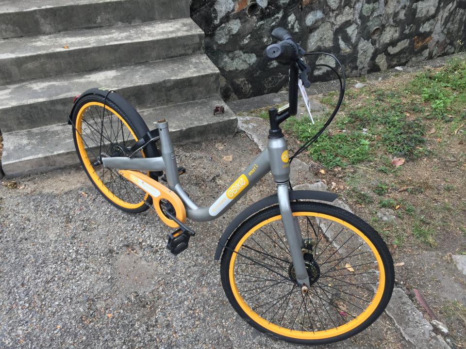 A bicycle with a missing seat. (Photo: Shahirah Abdul Hamid)