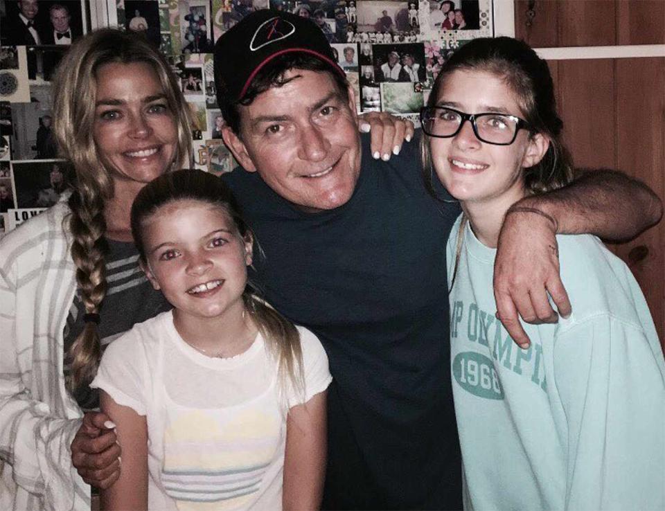 Denise Richards and Charlie Sheen with daughters Lola and Sami