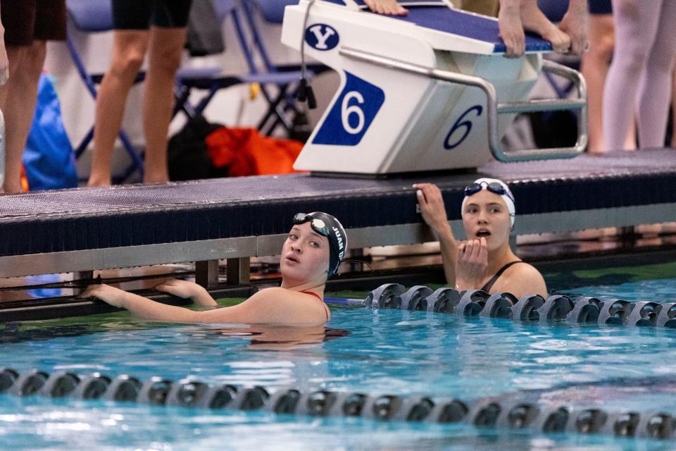 Students of 3A High Schools compete in swimming preliminaries for state championships at BYU’s Richards Building in Provo on Friday, Feb. 16, 2024. | Marielle Scott, Deseret News