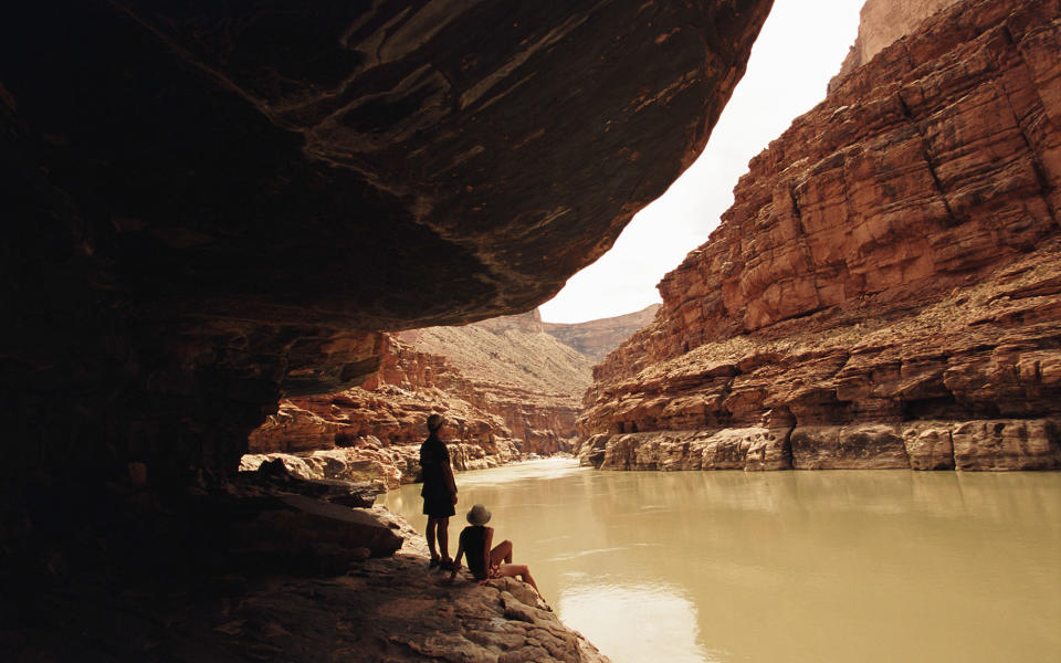 Look up from inside the Grand Canyon