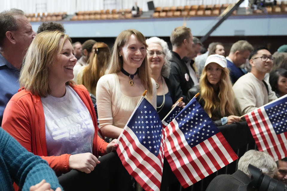 Supporters of Presidential candidate Robert F. Kennedy Jr. gather during a campaign event, Tuesday, March 26, 2024, in Oakland, Calif. (AP Photo/Eric Risberg)