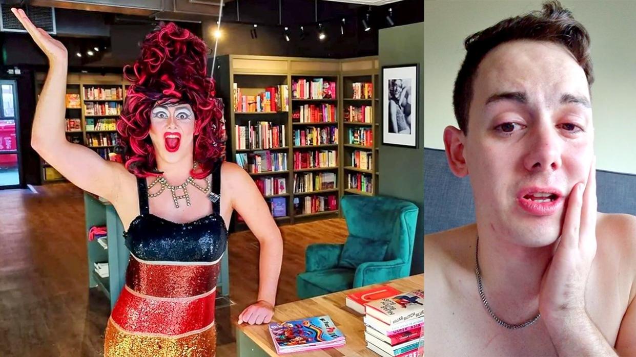 Aida H Dee founder UK drag queen story hour aka Sebastian Samuel speaking wales attack