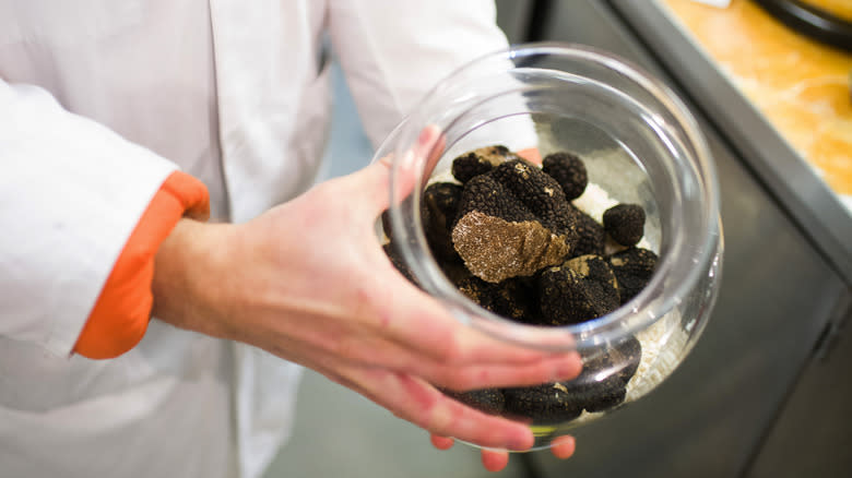 black truffles in jar