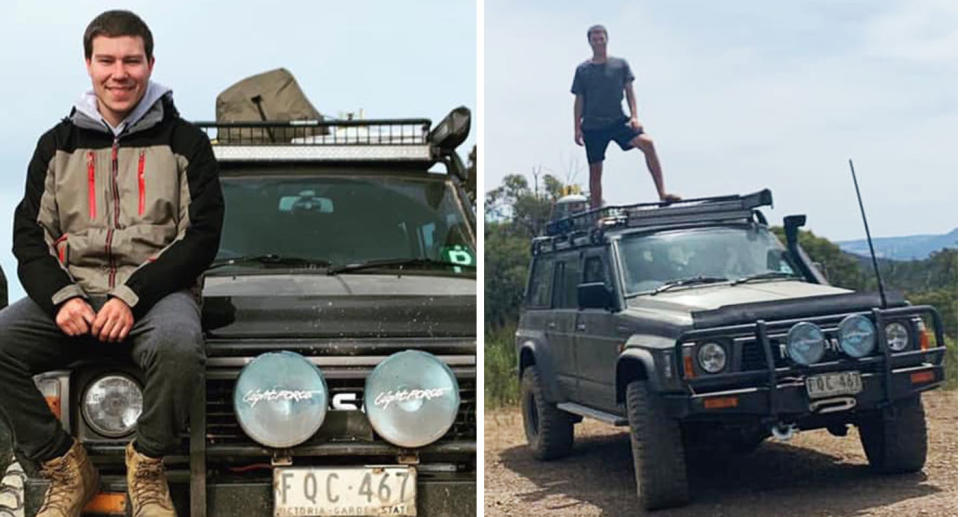 Caleb Forbes, 22, set off on a camping trip near the Thomson Dam in West Gippsland with his Nisan Patrol.