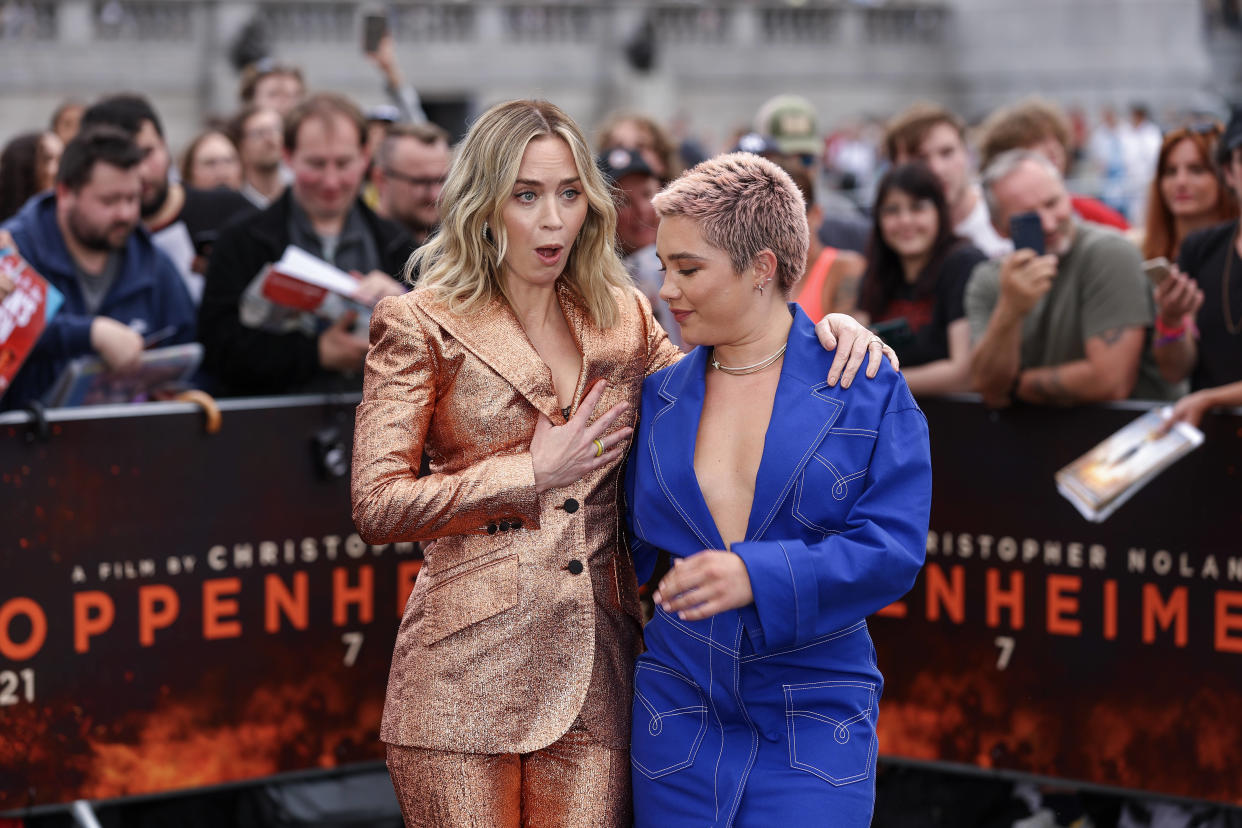 Emily Blunt et Florence Pugh à l’avant-première de « Oppenheimer » à Londres, le 12 juillet 2023.