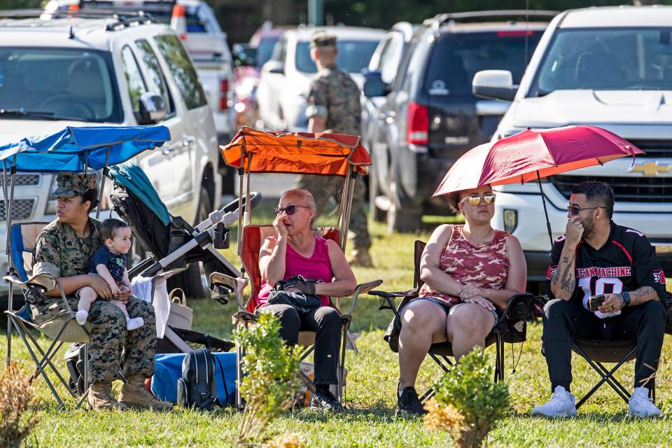 Friends and family members watch the First State Military Academy vs. Charter School of Wilmington football game at First State in Clayton, Friday, Sept. 9, 2022. Charter won 21-6.