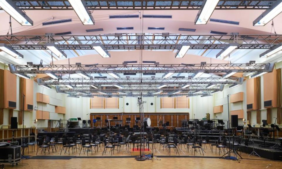 The studios set up for the BBC Symphony Orchestra