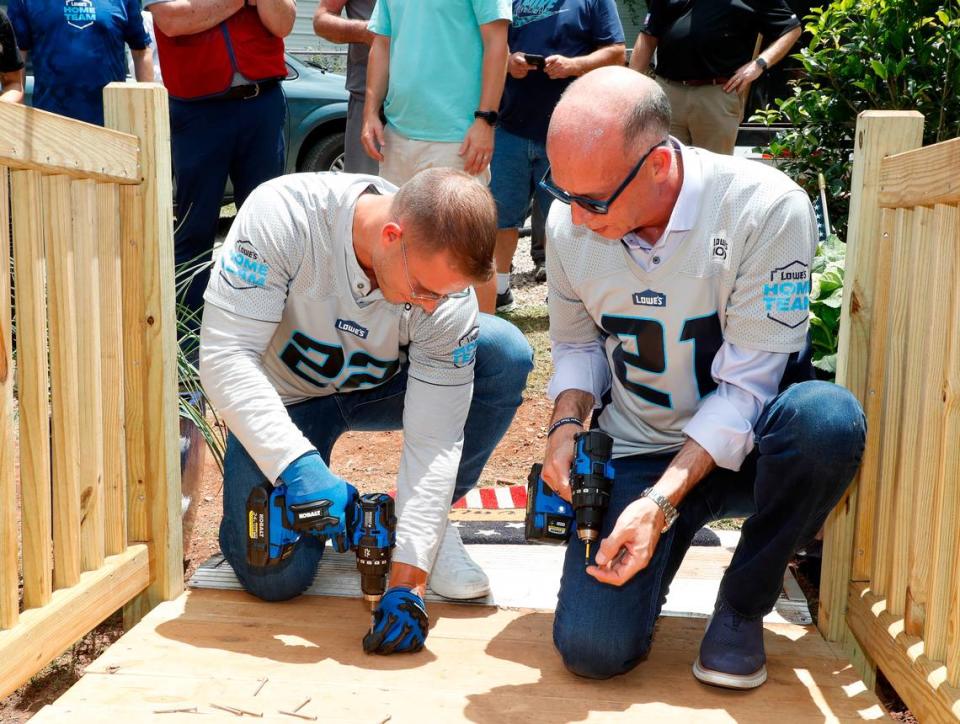 June 29, 2021: Lowe’s Home Team Project, Monk Family and Carolina Panthers Christian McCaffrey in Concord NC. (HHP/Harold Hinson)