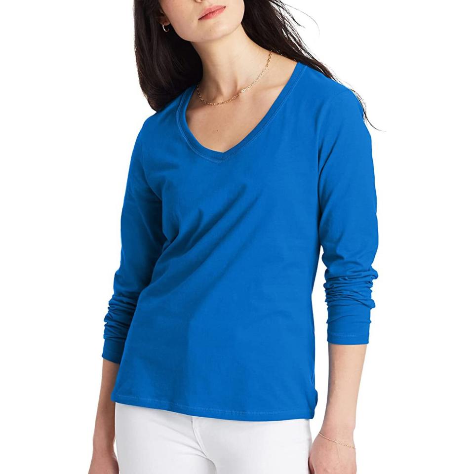 Hanes Women’s Perfect-T Long Sleeve V-neck T-shirt